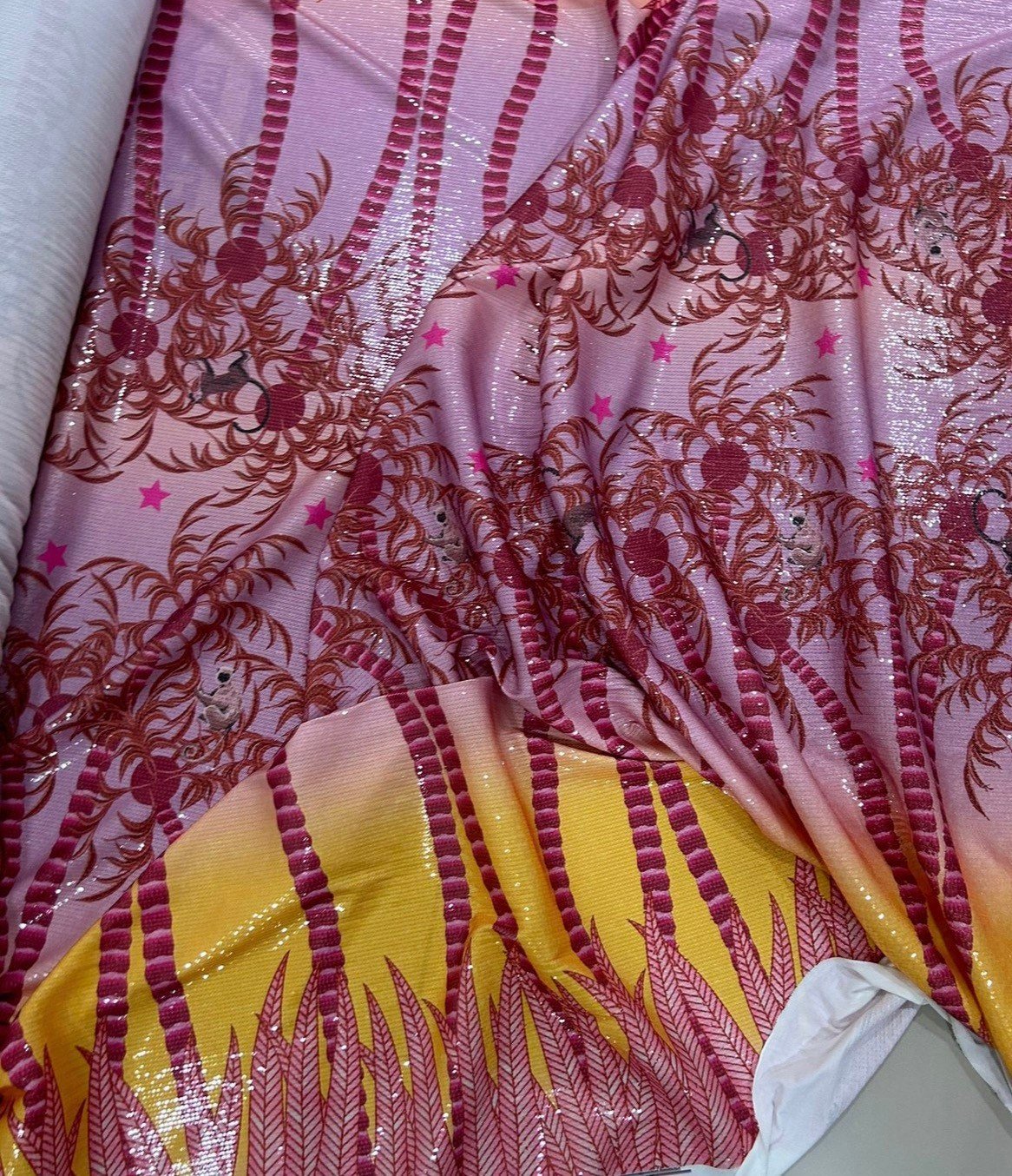 Tropical Tree Sequin Fabric, 2 - Way Stretch Sequin Fabric By The Yard - Whotex Online Fabric Store