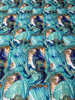 Turquoise and Blue Marble Print Fabric - Whotex Fabrics London