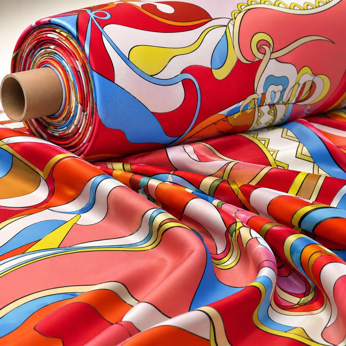 Vibrant Abstract Lycra Stretch Fabric by the Metre - Whotex Fabrics London