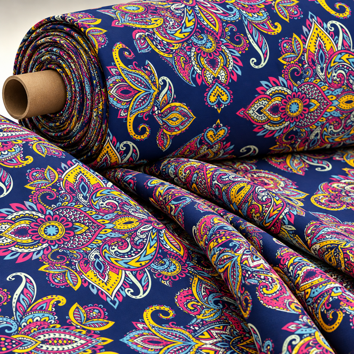 Vibrant Bohemian Paisley Fabric by the Metre - Whotex Fabrics London