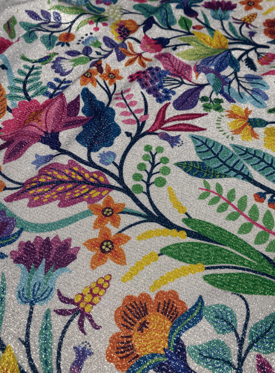 Vibrant Metallic Floral Lurex Fabric by the Metre - Whotex Fabrics London