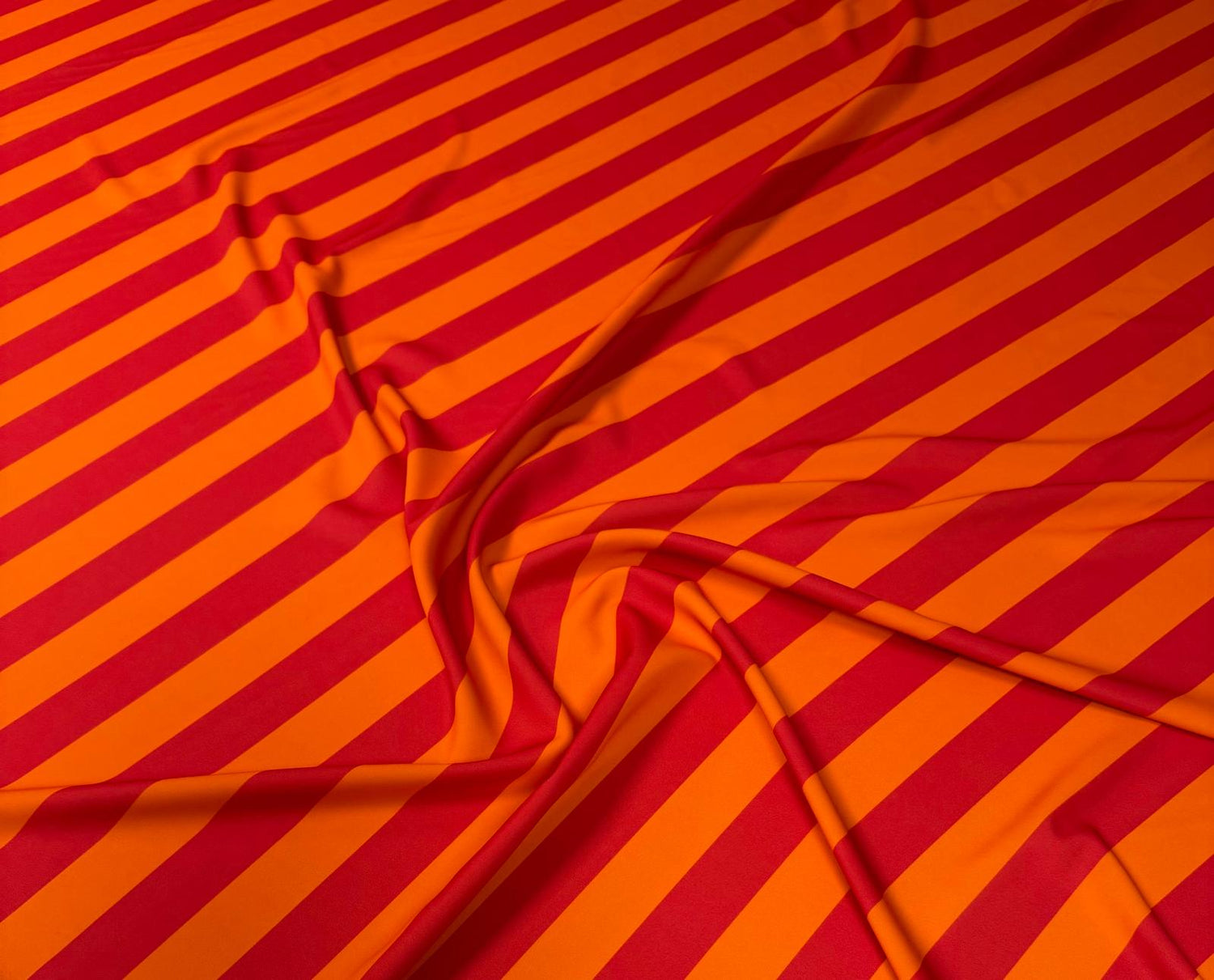 Vibrant Orange & Red Striped Fabric by the Metre | Dressmaking - Whotex Fabrics London