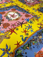 Vibrant Starfish & Seashells Organic Cotton Poplin Fabric by the Metre - Whotex Fabrics London