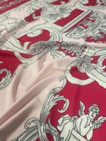 Vintage Baroque Cherub Pattern Fabric in Pink - Whotex Online Fabric Store