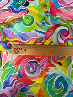 Vivid Watercolour Abstract Organic Cotton Poplin Fabric by the Metre - Whotex Fabrics London