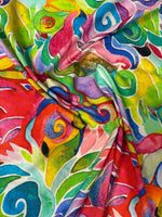 Vivid Watercolour Abstract Organic Cotton Poplin Fabric by the Metre - Whotex Fabrics London