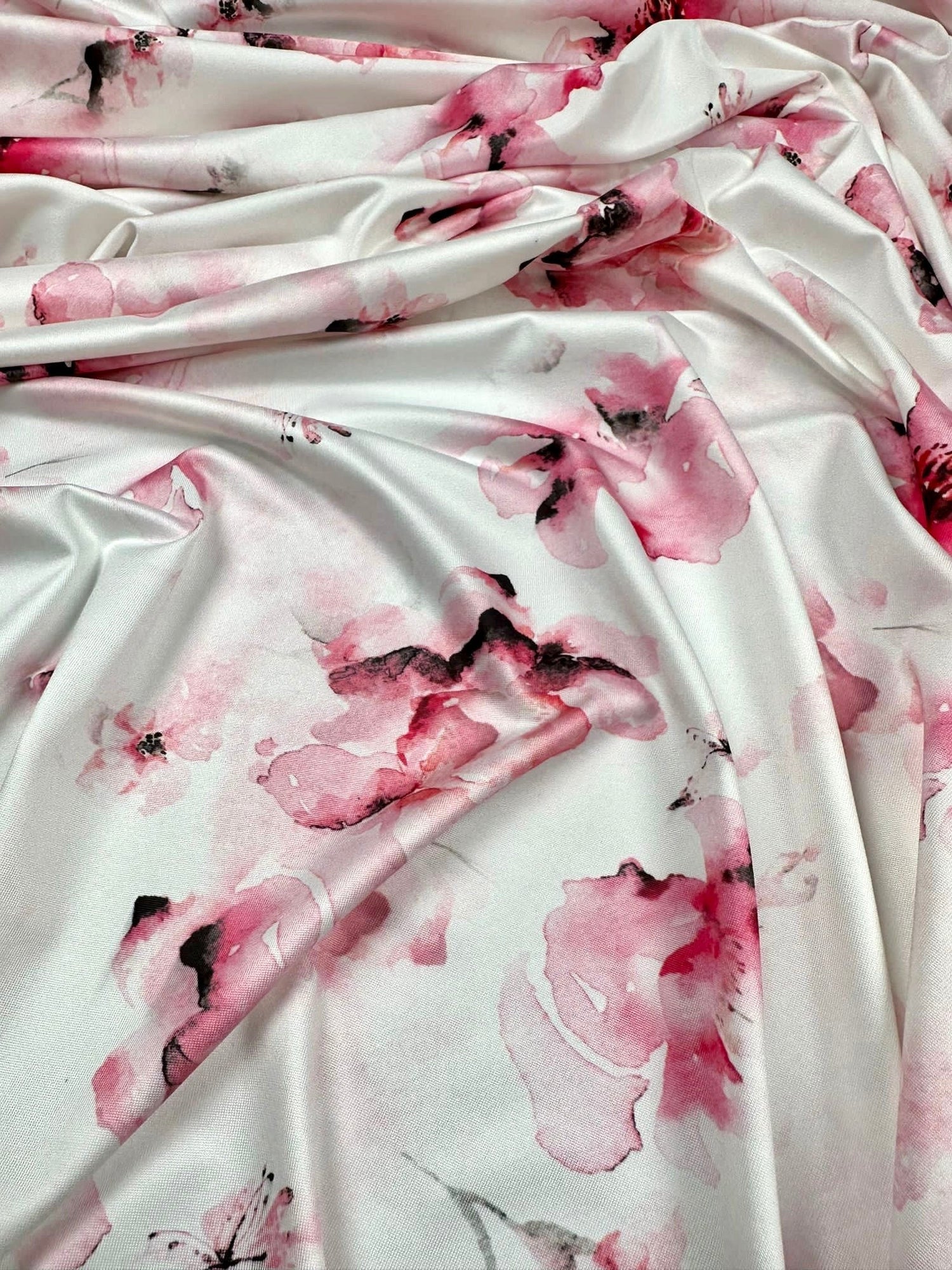 Watercolor Floral Patern Fabric, Pink White Design Fabric - Whotex Online Fabric Store