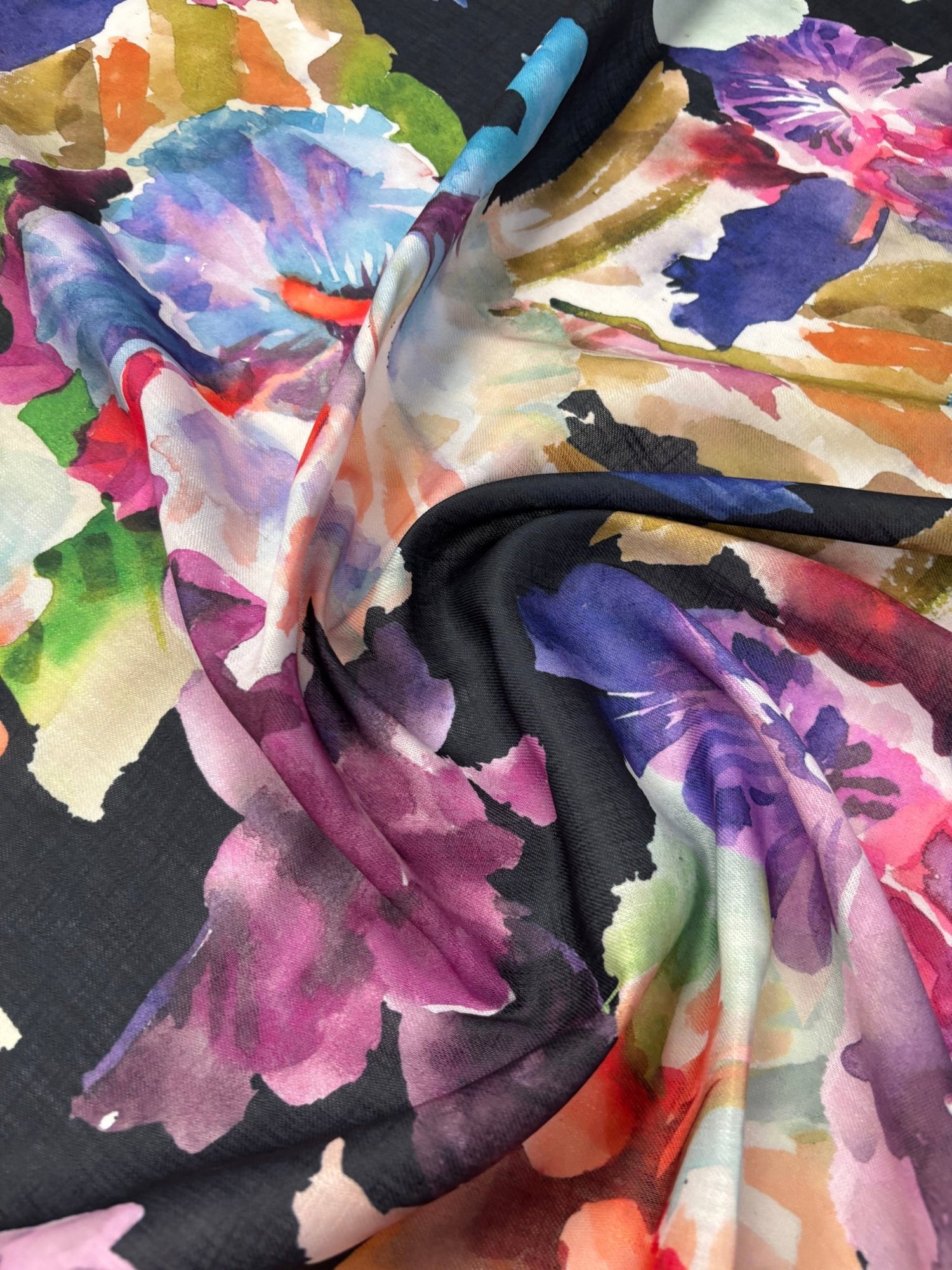 Watercolour Floral Linen Fabric by the Metre - Whotex Fabrics London