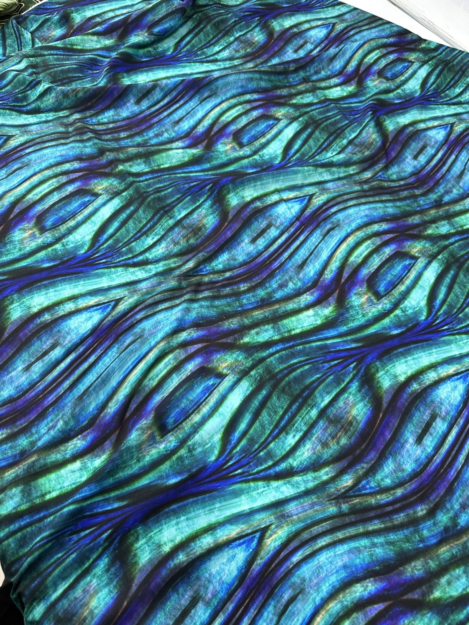 Wave Pattern Blue Green Fabric, - Whotex Online Fabric Store