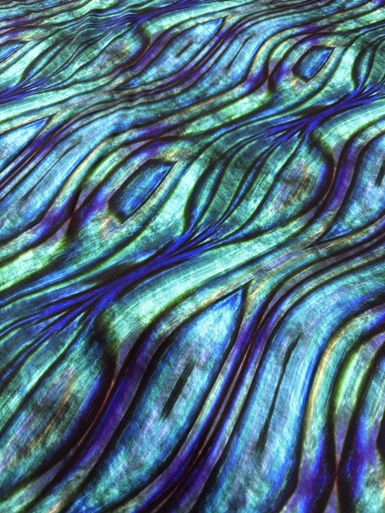 Wave Pattern Crepe fabric, Blue Green Fabric, - Whotex