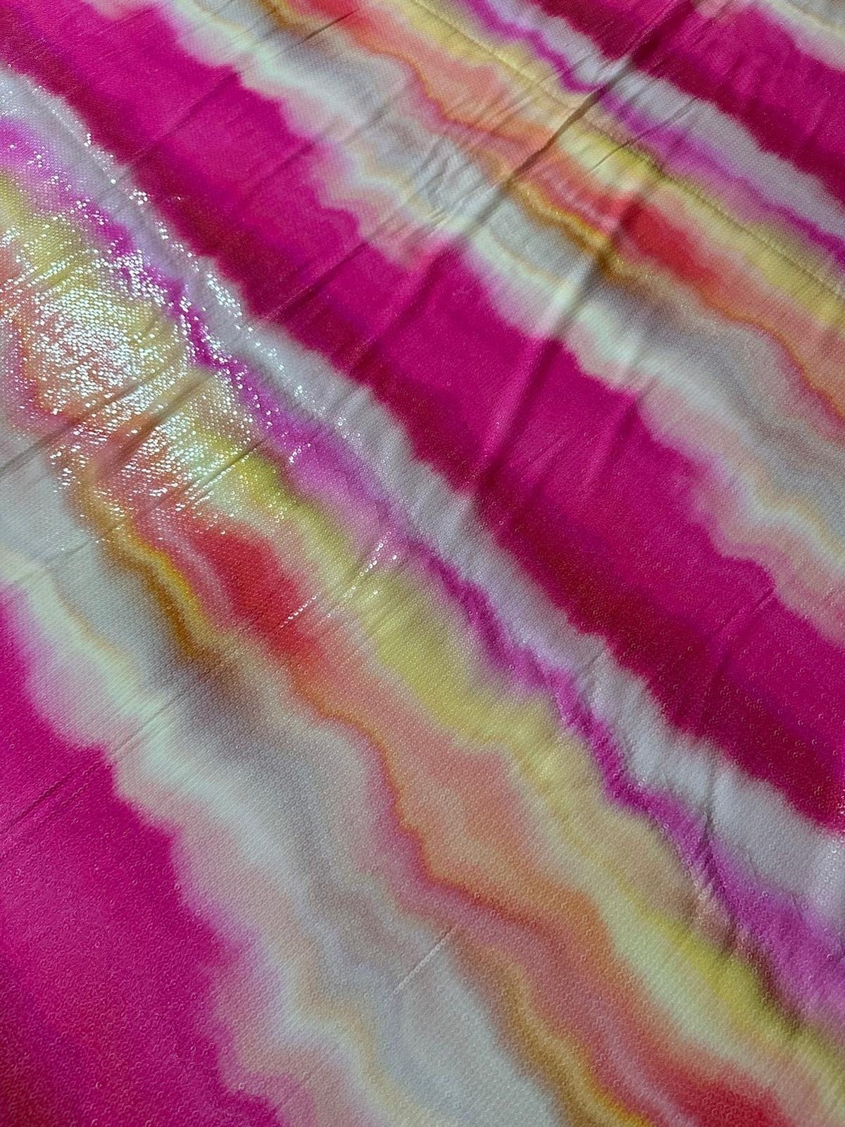 Wavy Pink Soft Color Sequin Fabric, 2 - Way Stretch Sequin Fabric By The Yard - Whotex Online Fabric Store
