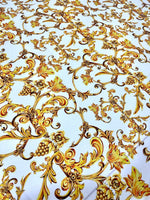 White And Gold Baroque Print Fabric - Whotex Online Fabric Store