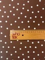 White Polka Dot Fabric on Brown Background by the Metre - Whotex Fabrics London