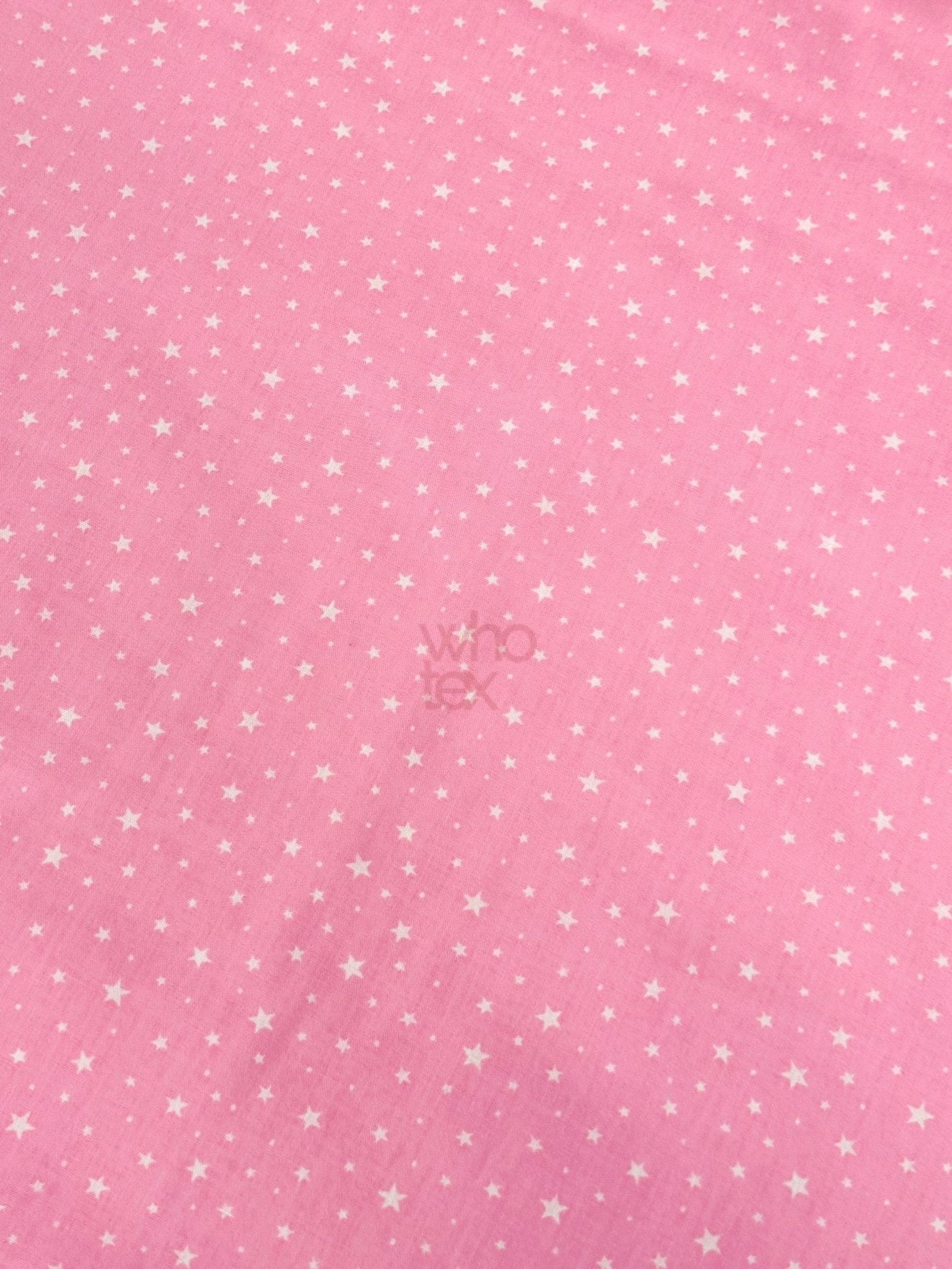 White Stars Pink Poplin Fabric, Full Cotton Fabric By The Yard - Whotex Online Fabric Store