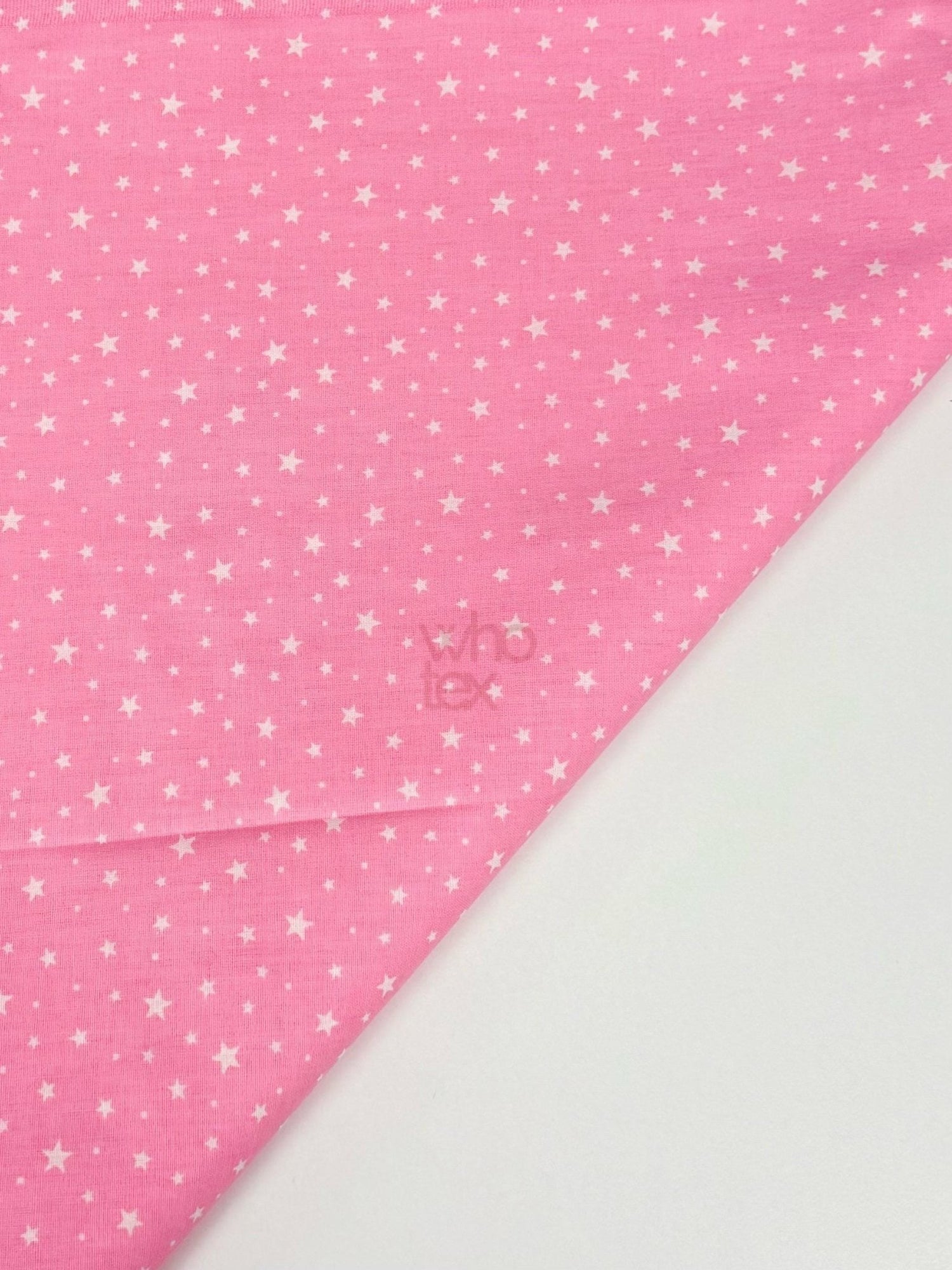 White Stars Pink Poplin Fabric, Full Cotton Fabric By The Yard - Whotex Online Fabric Store