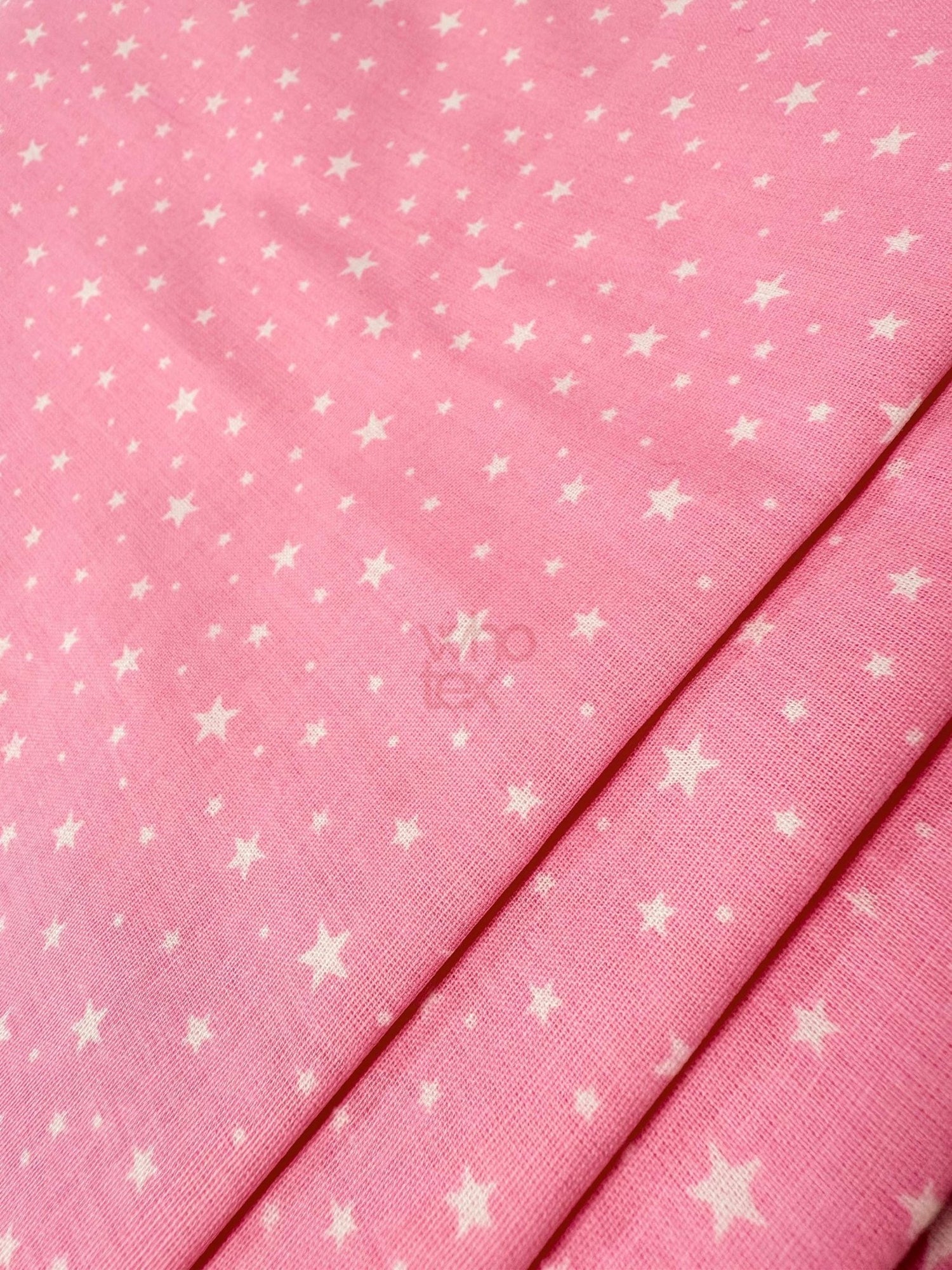 White Stars Pink Poplin Fabric, Full Cotton Fabric By The Yard - Whotex Online Fabric Store