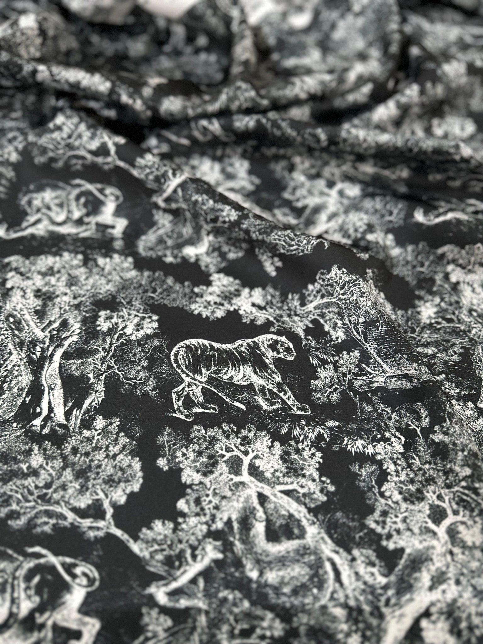 Wild Forest Pattern Fabric, Black White Animal Pattern Fabric - Whotex Online Fabric Store