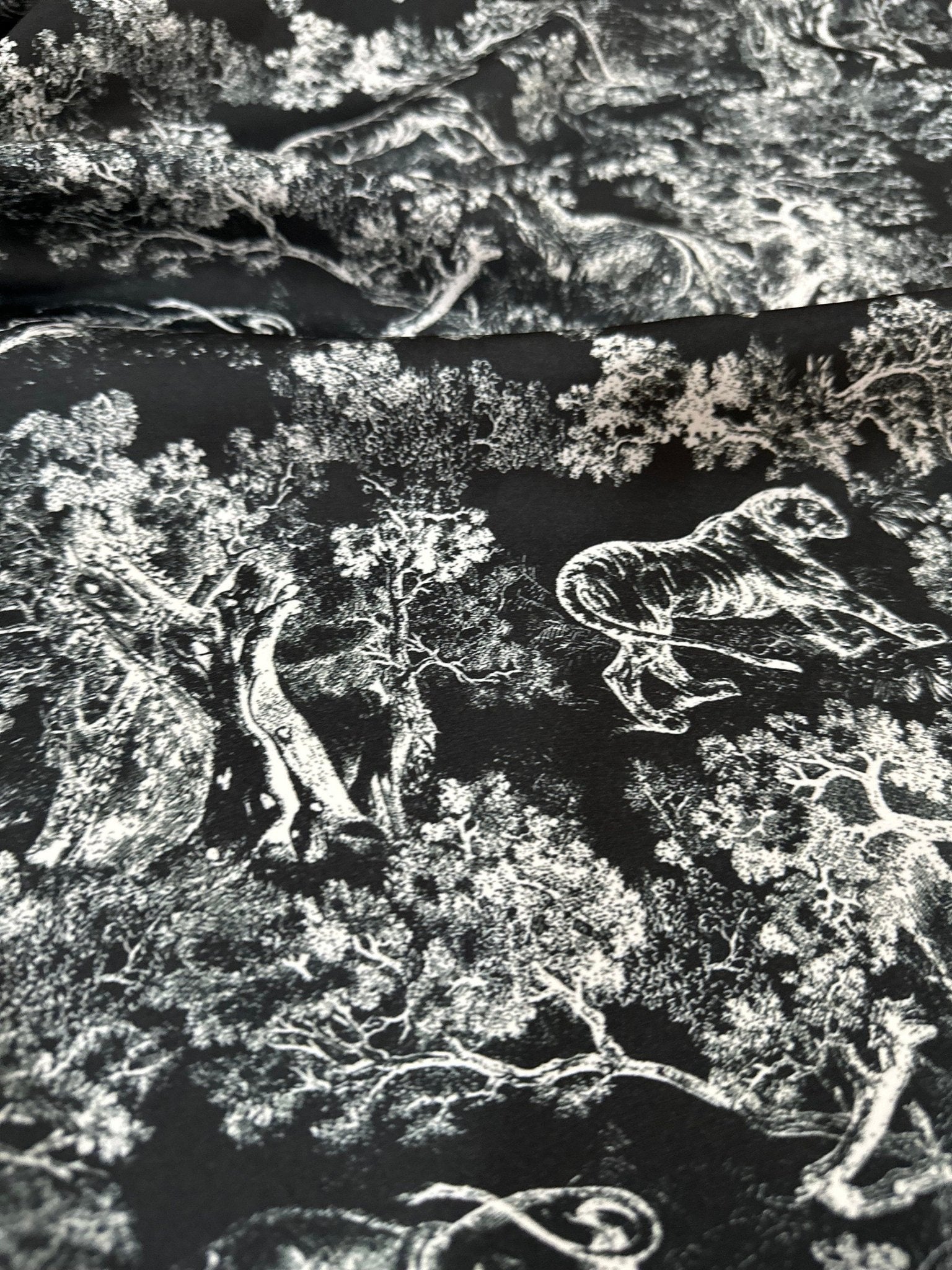 Wild Forest Pattern Fabric, Black White Animal Pattern Fabric - Whotex Online Fabric Store