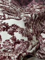 Wild Forest Pattern Fabric, Bordeaux White Animal Pattern Fabric - Whotex Online Fabric Store