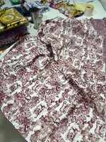 Wild Forest Pattern Fabric, Bordeaux White Animal Pattern Fabric - Whotex Online Fabric Store