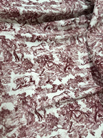 Wild Forest Pattern Fabric, Bordeaux White Animal Pattern Fabric - Whotex Online Fabric Store