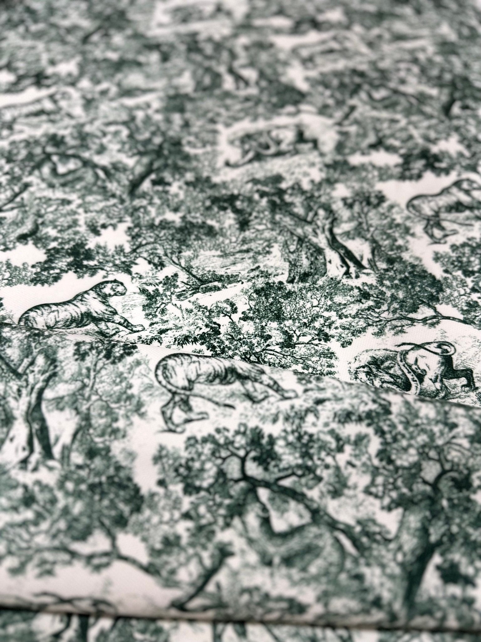 Wild Forest Pattern Fabric, Green White Animal Pattern Fabric - Whotex Online Fabric Store