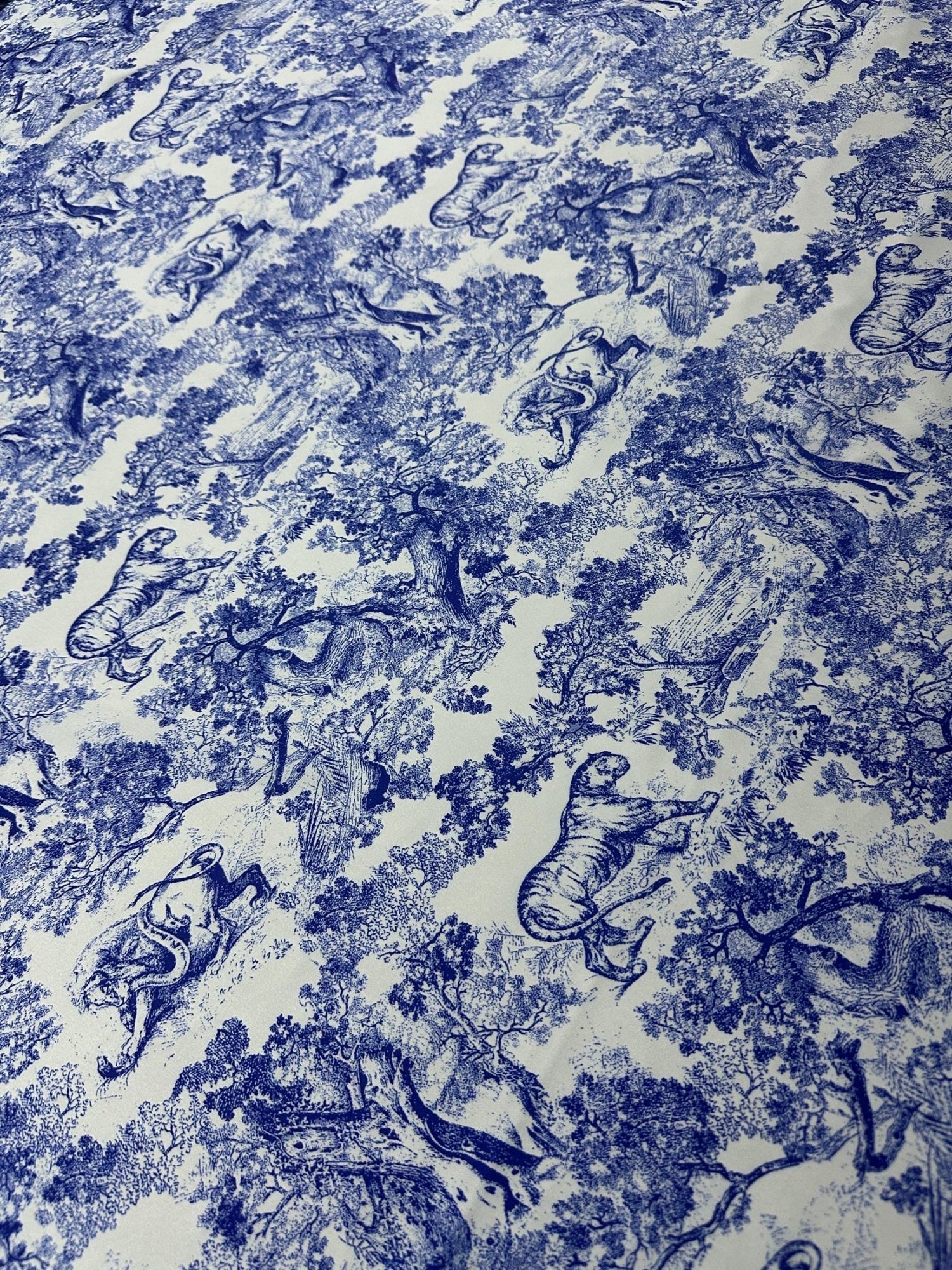 Wild Forest Pattern Fabric, Navy Blue White Animal Pattern Fabric - Whotex Online Fabric Store