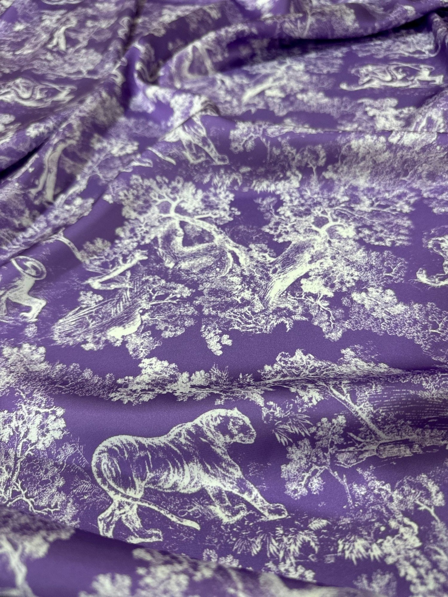 Wild Forest Pattern Fabric, Purple White Animal Pattern Fabric - Whotex Online Fabric Store