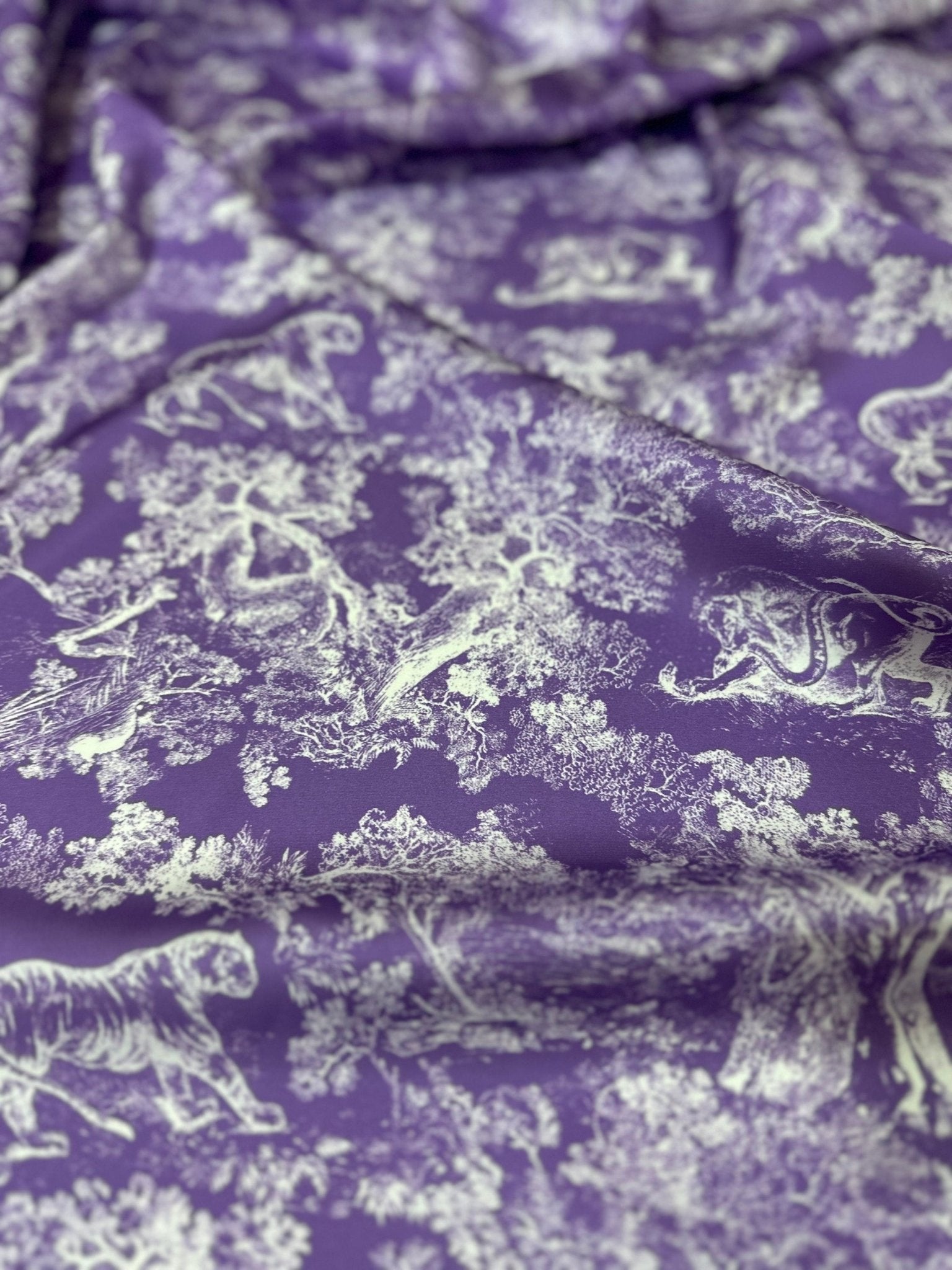 Wild Forest Pattern Fabric, Purple White Animal Pattern Fabric - Whotex Online Fabric Store