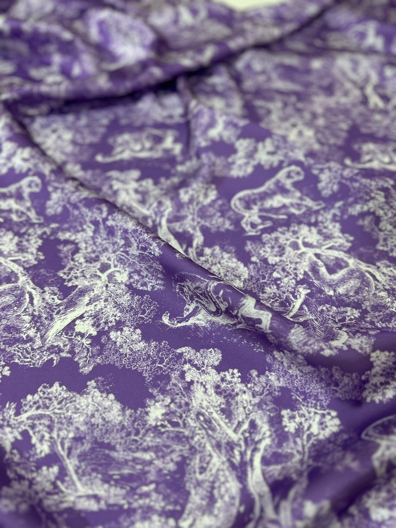 Wild Forest Pattern Fabric, Purple White Animal Pattern Fabric - Whotex Online Fabric Store