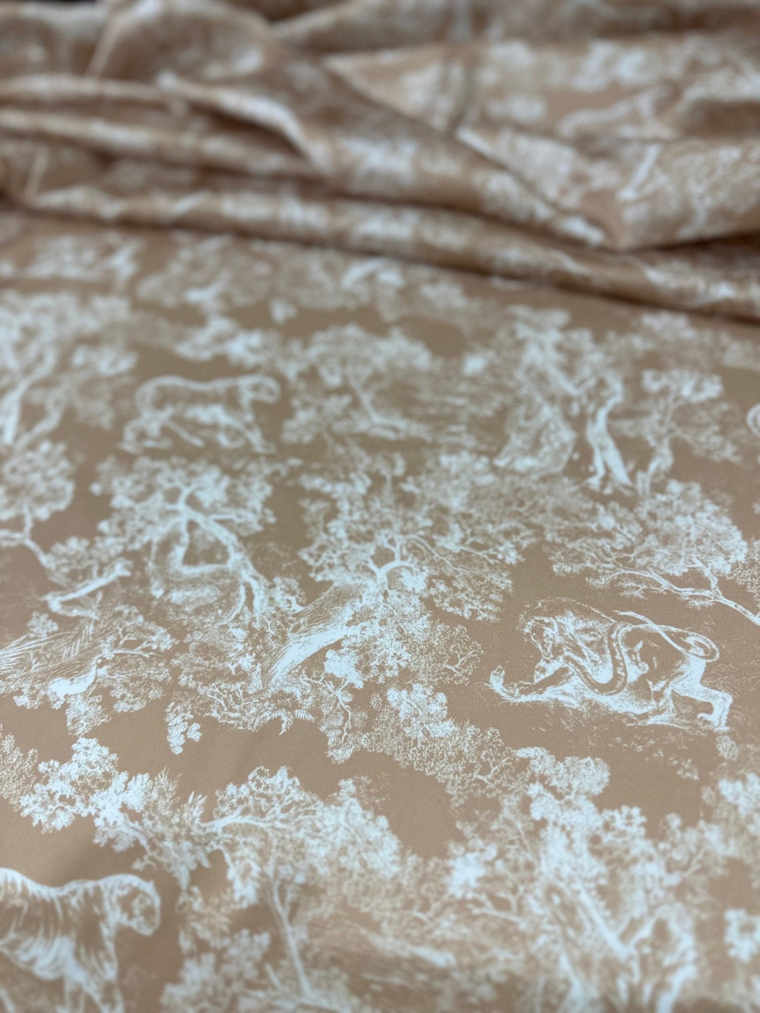 Wild Forest Pattern Fabric, Sand White Animal Pattern Fabric - Whotex Online Fabric Store