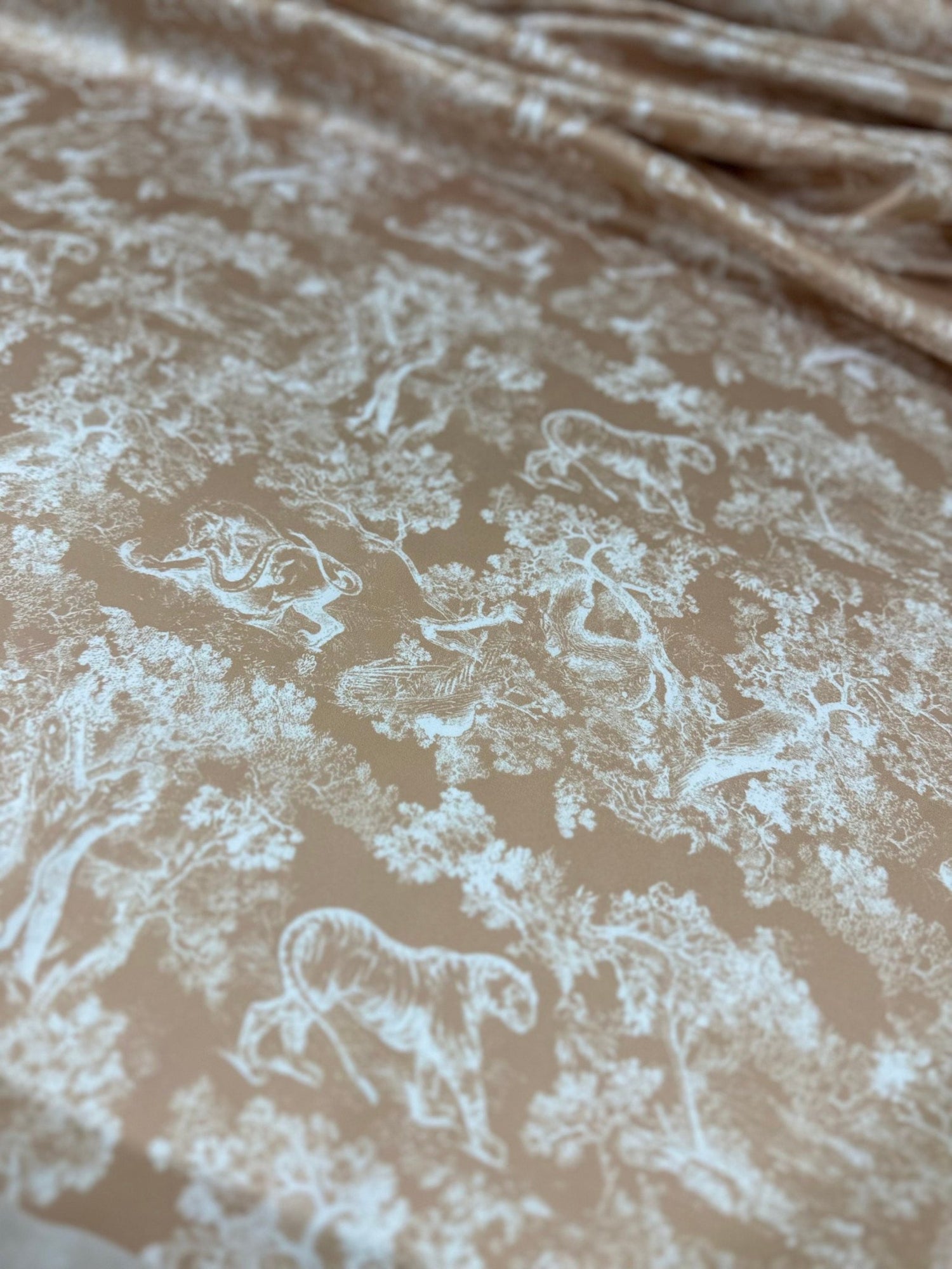Wild Forest Pattern Fabric, Sand White Animal Pattern Fabric - Whotex Online Fabric Store