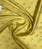 Yellow Floral Fabric – 3D Daisy Embroidered Design - Whotex Fabrics London