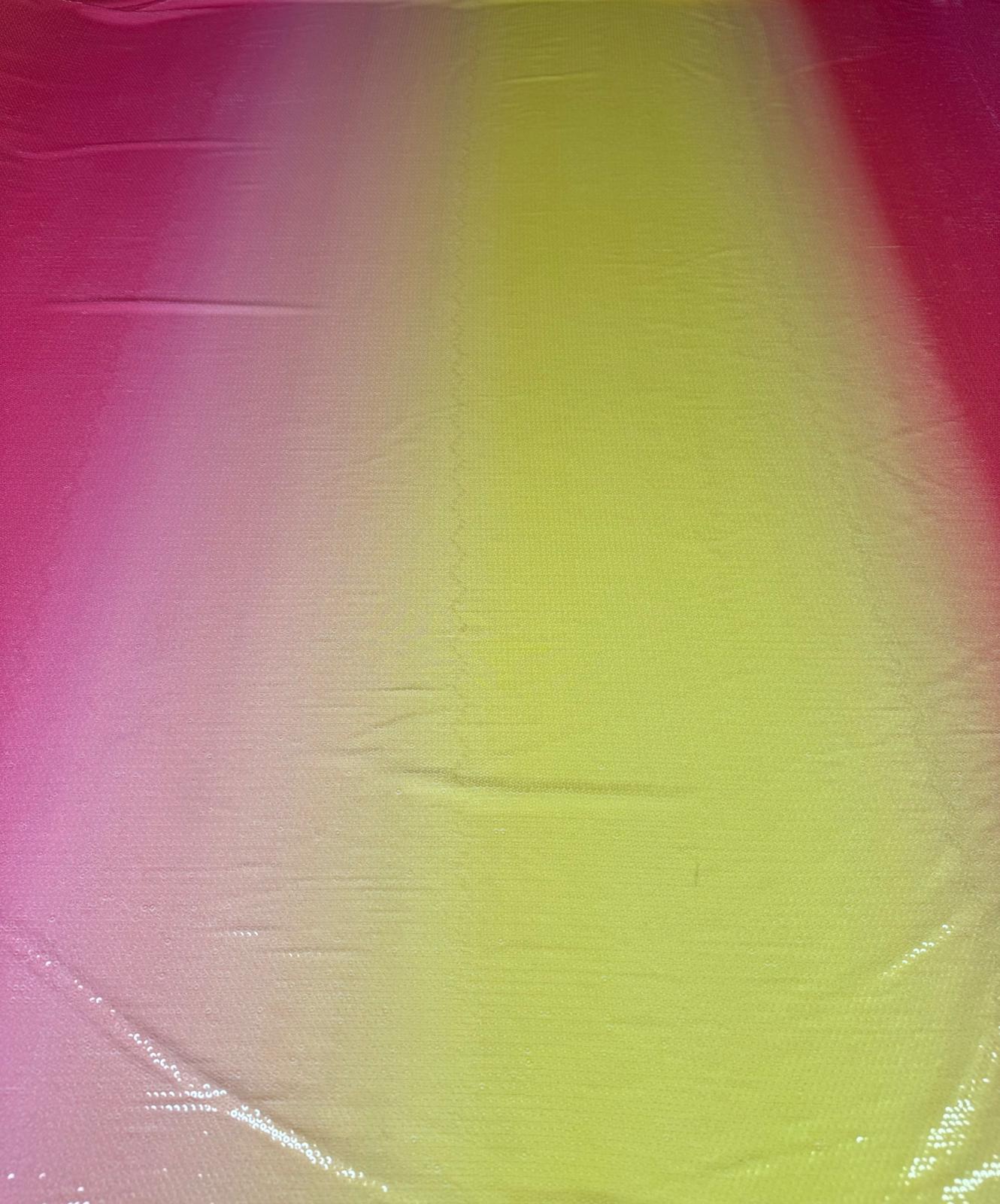 Yellow Pink Ombre Sequin Fabric for Dresses - Whotex Fabrics London