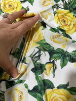 Yellow Rose Pattern Fabric, Floral Fabric By The Yard - Whotex Online Fabric Store