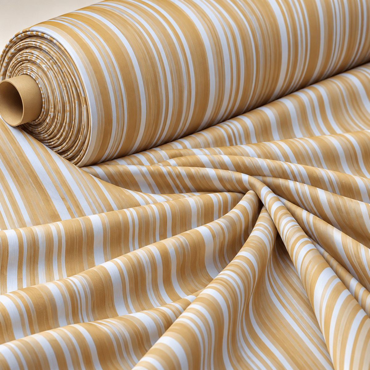 Yellow White Striped Fabric by the Metre - Whotex Fabrics London