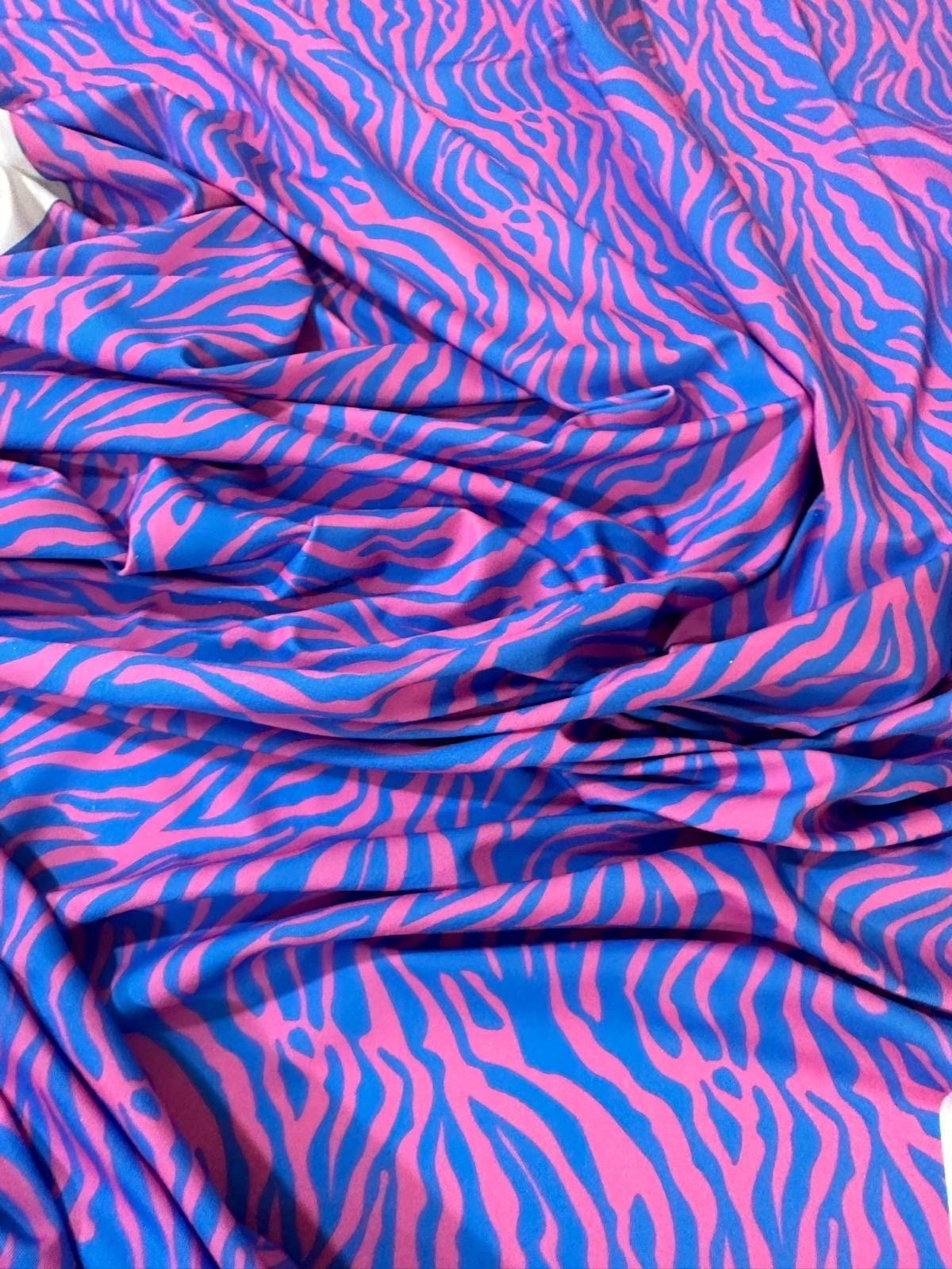 Zebra Pattern Fabric,, Blue Pink exotic animal pattern Fabric - Whotex Online Fabric Store