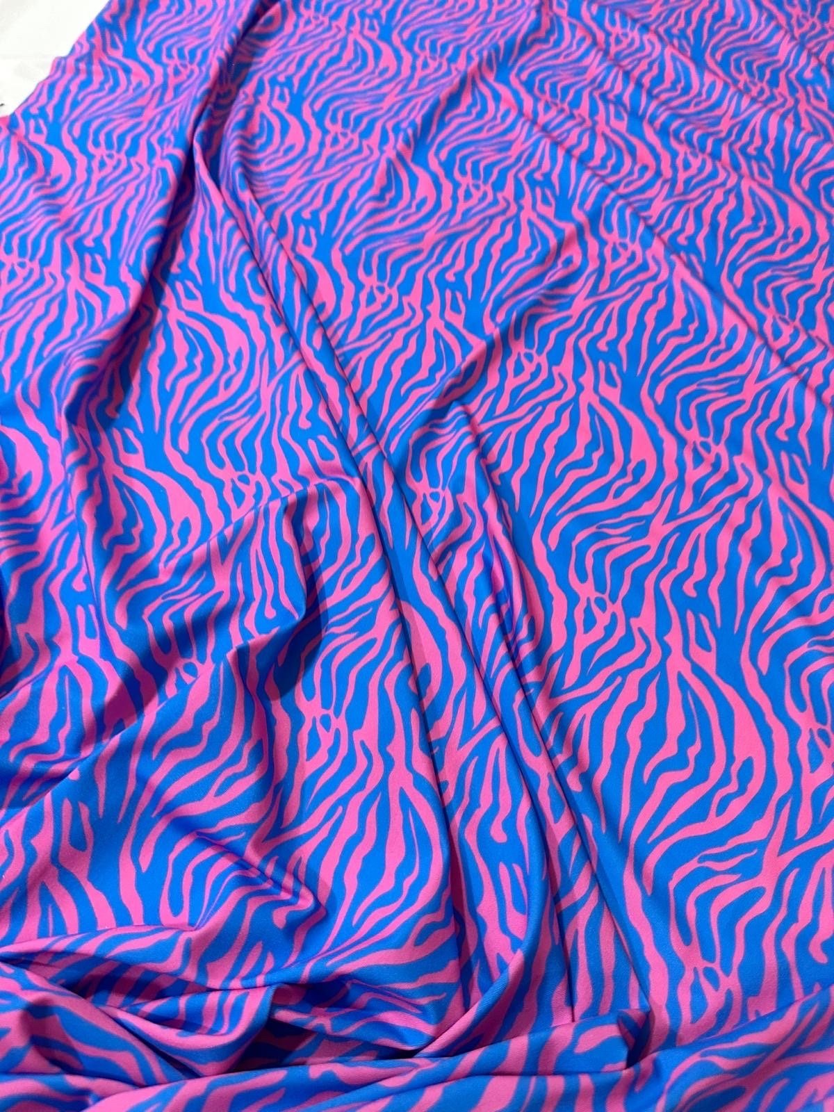 Zebra Pattern Fabric,, Blue Pink exotic animal pattern Fabric - Whotex Online Fabric Store