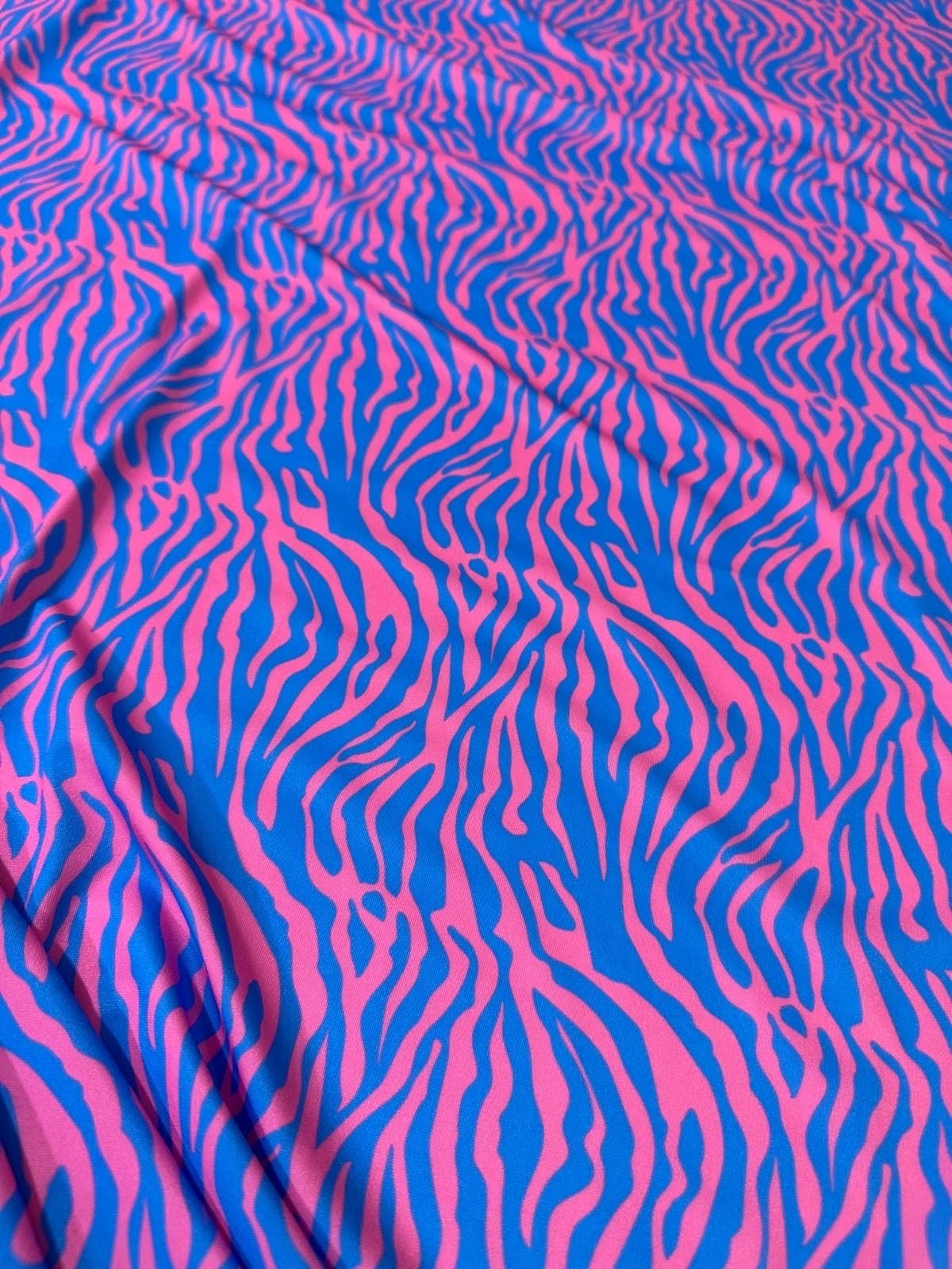 Zebra Pattern Fabric,, Blue Pink exotic animal pattern Fabric - Whotex Online Fabric Store