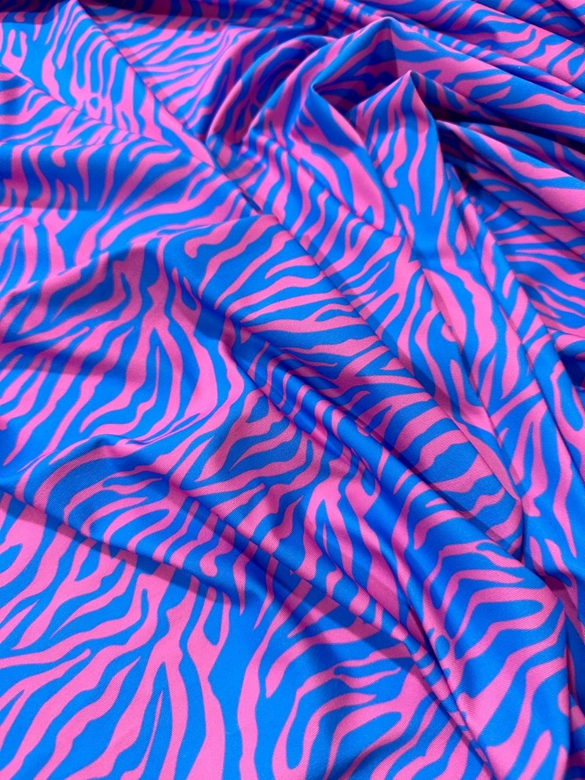 Zebra Pattern Fabric,, Blue Pink exotic animal pattern Fabric - Whotex Online Fabric Store