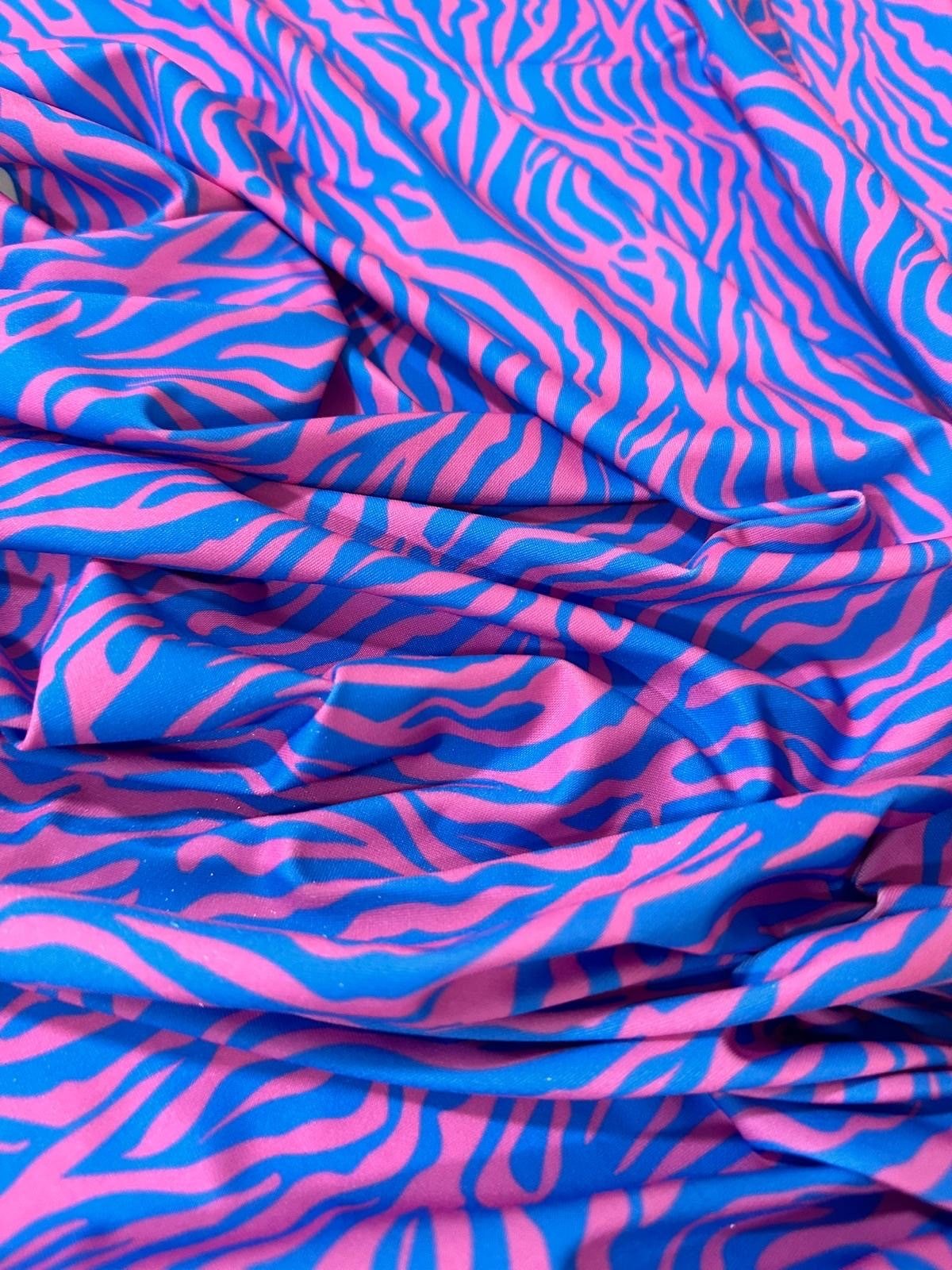 Zebra Pattern Fabric,, Blue Pink exotic animal pattern Fabric - Whotex Online Fabric Store