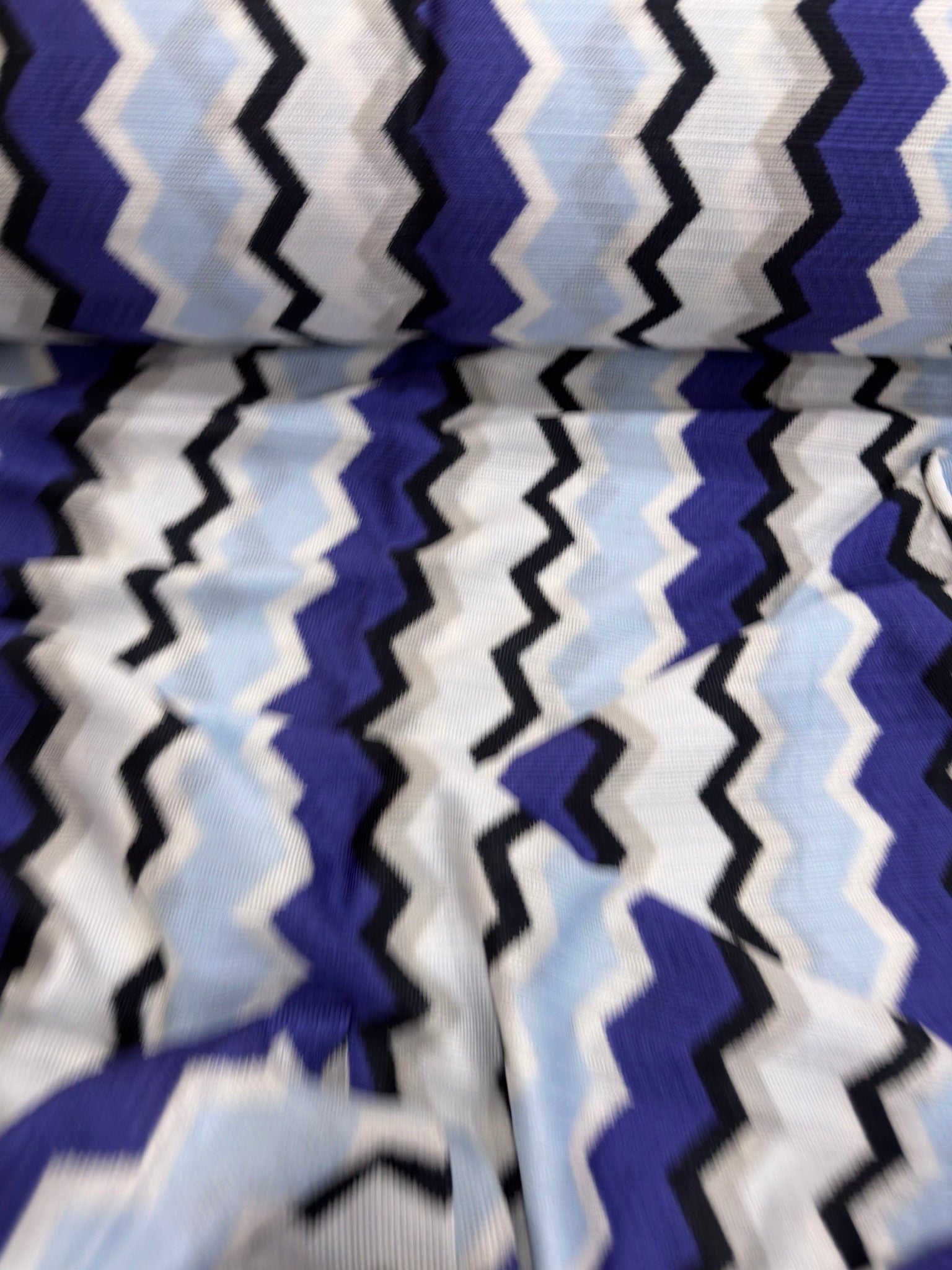 Zigzag Knit Jersey fabric, luxury fabric, italian Fabric, blue white color Chevron Fabric - Whotex