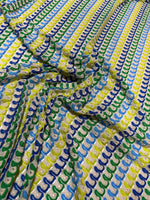 Zigzag Knit Jersey fabric, luxury fabric, italian Fabric, dress, pareo, shirt, craft, blouse, Blue Yellow Green color Chevron Fabric - Whotex Online Fabric Store