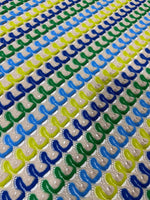 Zigzag Knit Jersey fabric, luxury fabric, italian Fabric, dress, pareo, shirt, craft, blouse, Blue Yellow Green color Chevron Fabric - Whotex Online Fabric Store