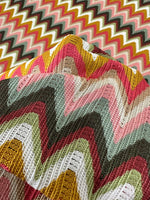 Zigzag Knit Jersey fabric, luxury fabric, italian Fabric, dress, swimwear, pareo, shirt, craft, blouse, Autumn color Chevron Fabric - Whotex Online Fabric Store