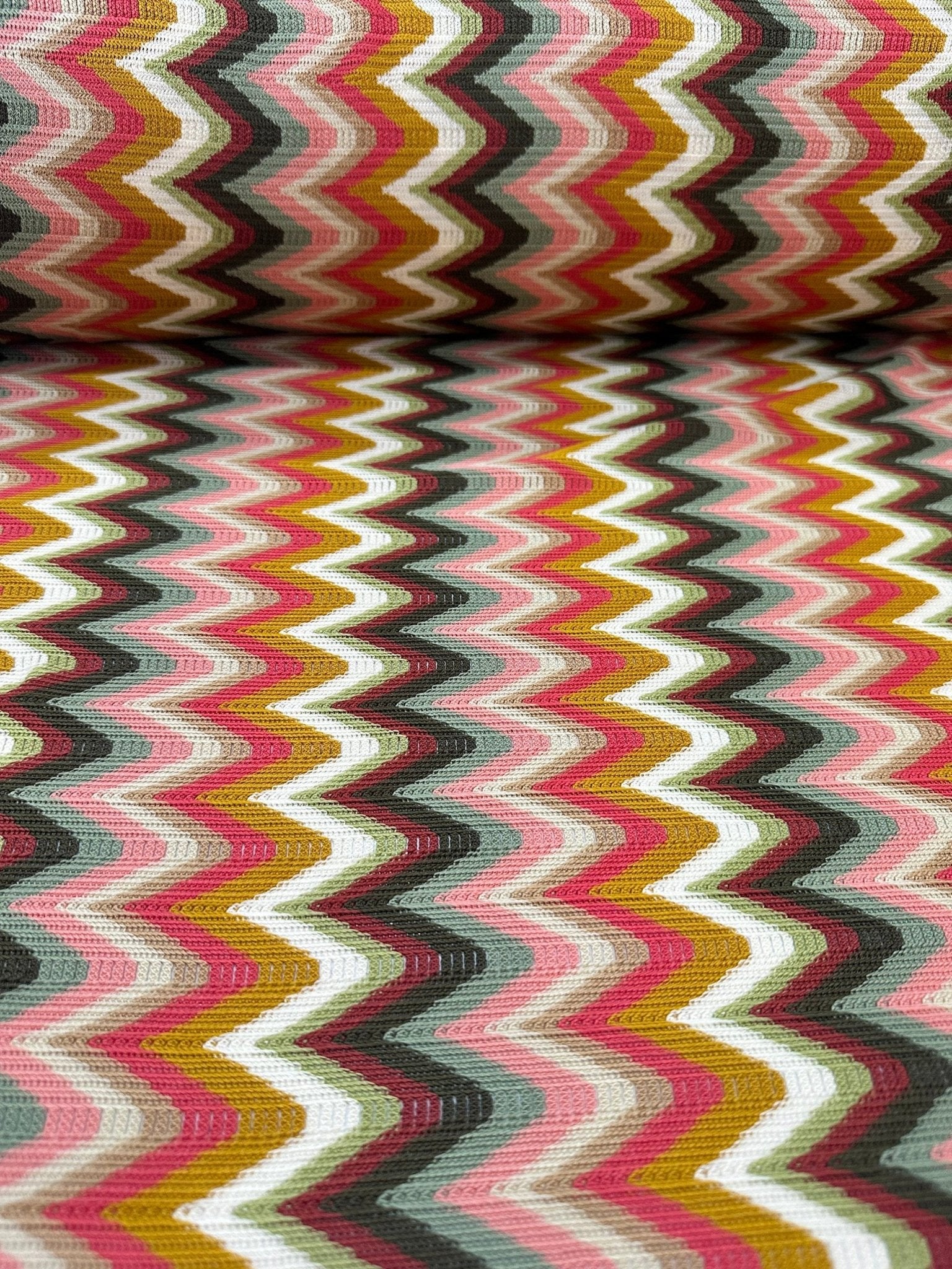 Zigzag Knit Jersey fabric, luxury fabric, italian Fabric, dress, swimwear, pareo, shirt, craft, blouse, Autumn color Chevron Fabric - Whotex Online Fabric Store