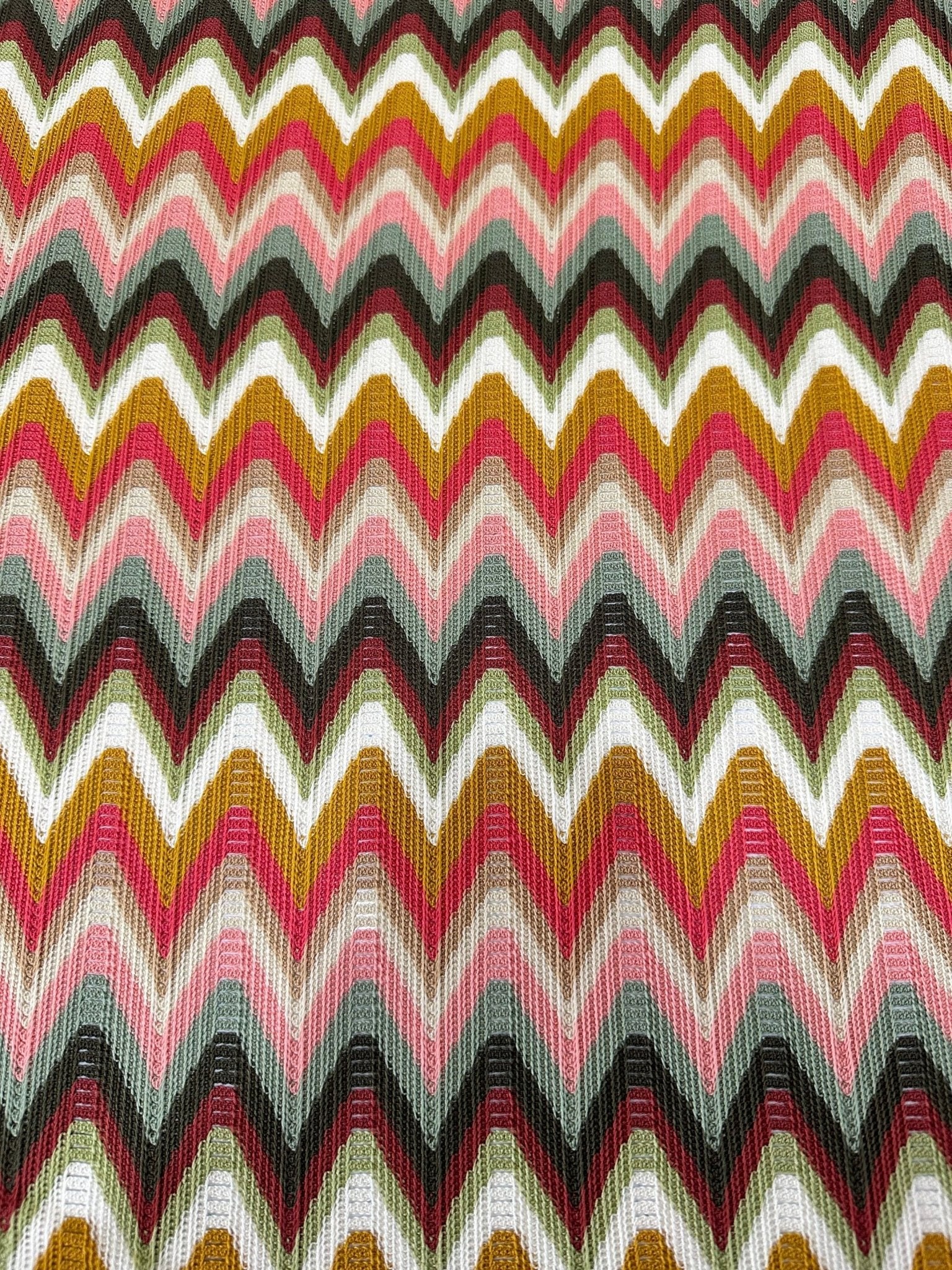 Zigzag Knit Jersey fabric, luxury fabric, italian Fabric, dress, swimwear, pareo, shirt, craft, blouse, Autumn color Chevron Fabric - Whotex Online Fabric Store