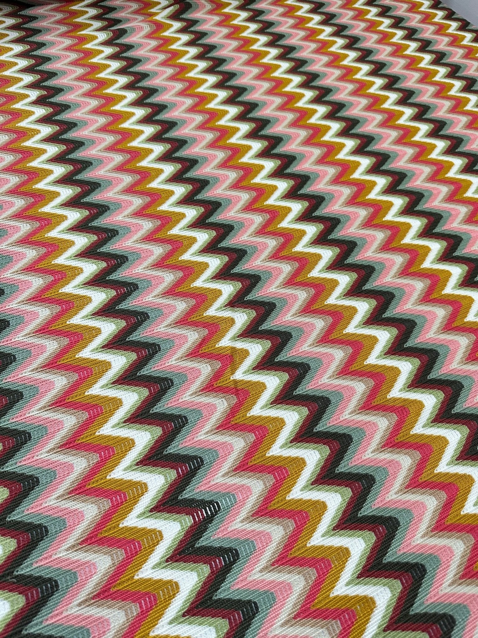 Zigzag Knit Jersey fabric, luxury fabric, italian Fabric, dress, swimwear, pareo, shirt, craft, blouse, Autumn color Chevron Fabric - Whotex Online Fabric Store