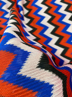 Zigzag Knit Jersey fabric, luxury fabric, italian Fabric, dress, swimwear, pareo, shirt, craft, blouse, blue red black sugar pink color - Whotex Online Fabric Store