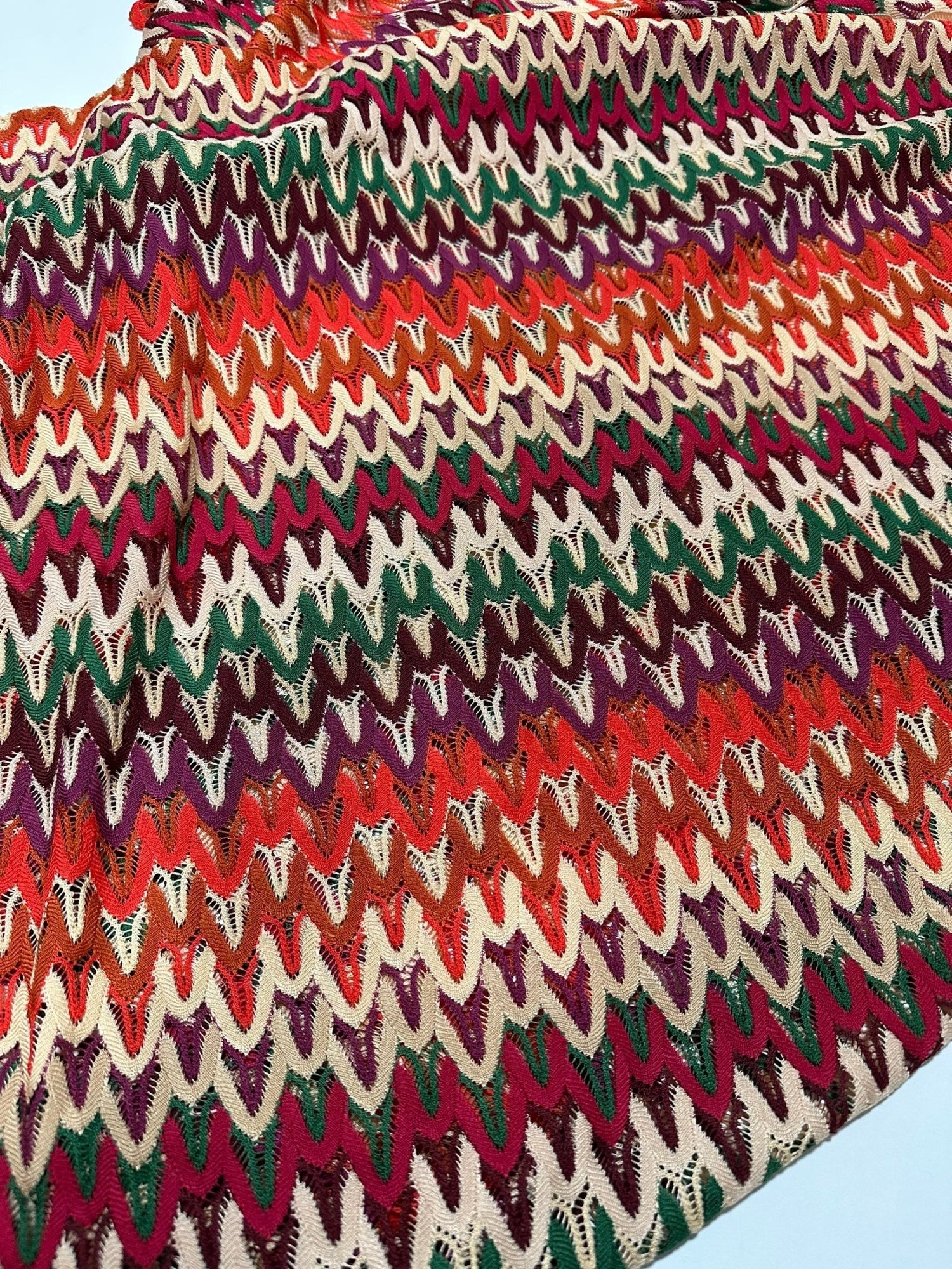 Zigzag Knit Jersey fabric, luxury fabric, italian Fabric, dress, swimwear, pareo, shirt, craft, blouse, Multicolor color Chevron Fabric - Whotex Online Fabric Store